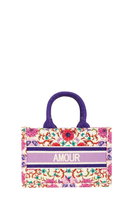 AMOUR Flower Oblique Small Tote Bag