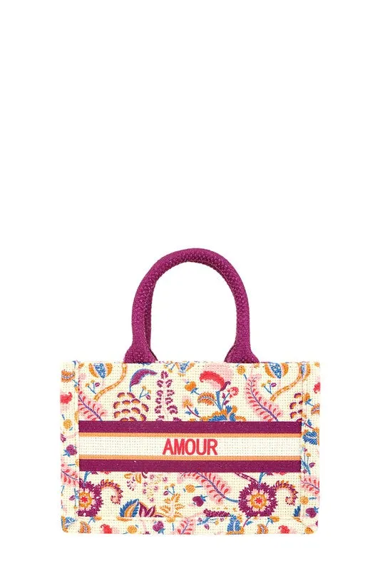 AMOUR Flower Oblique Small Tote Bag