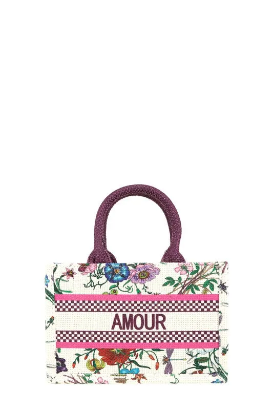 AMOUR Flower Oblique Small Tote Bag