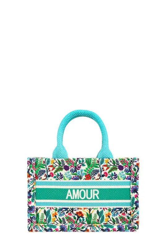 AMOUR Flower Oblique Small Tote Bag