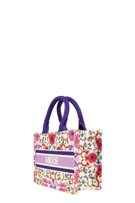 AMOUR Flower Oblique Small Tote Bag