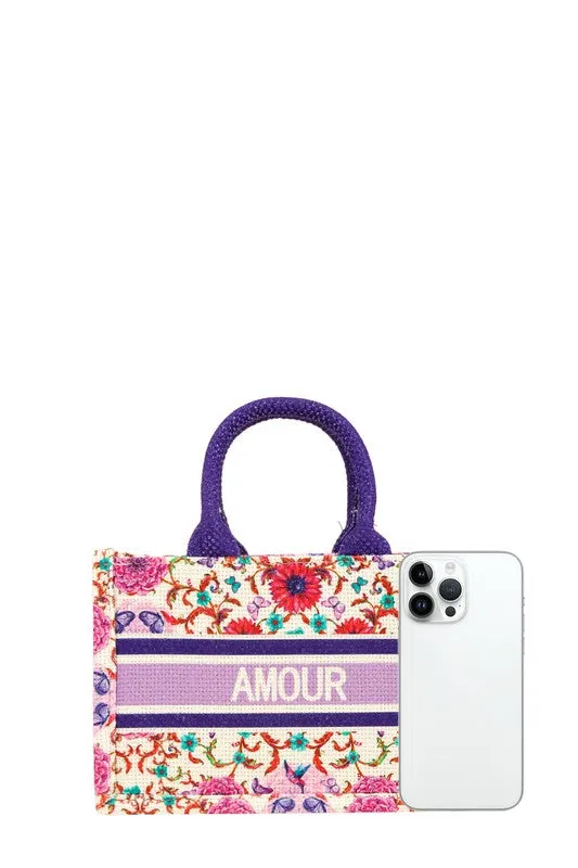 AMOUR Flower Oblique Small Tote Bag