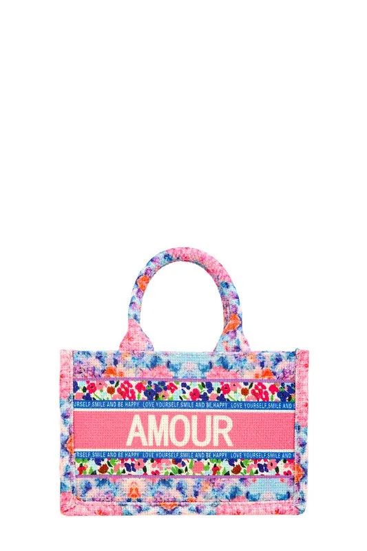 AMOUR Flower Oblique Small Tote Bag