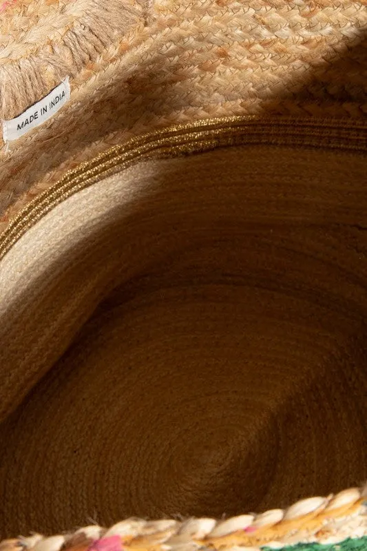 Barbados Floral Jute Tote Bag