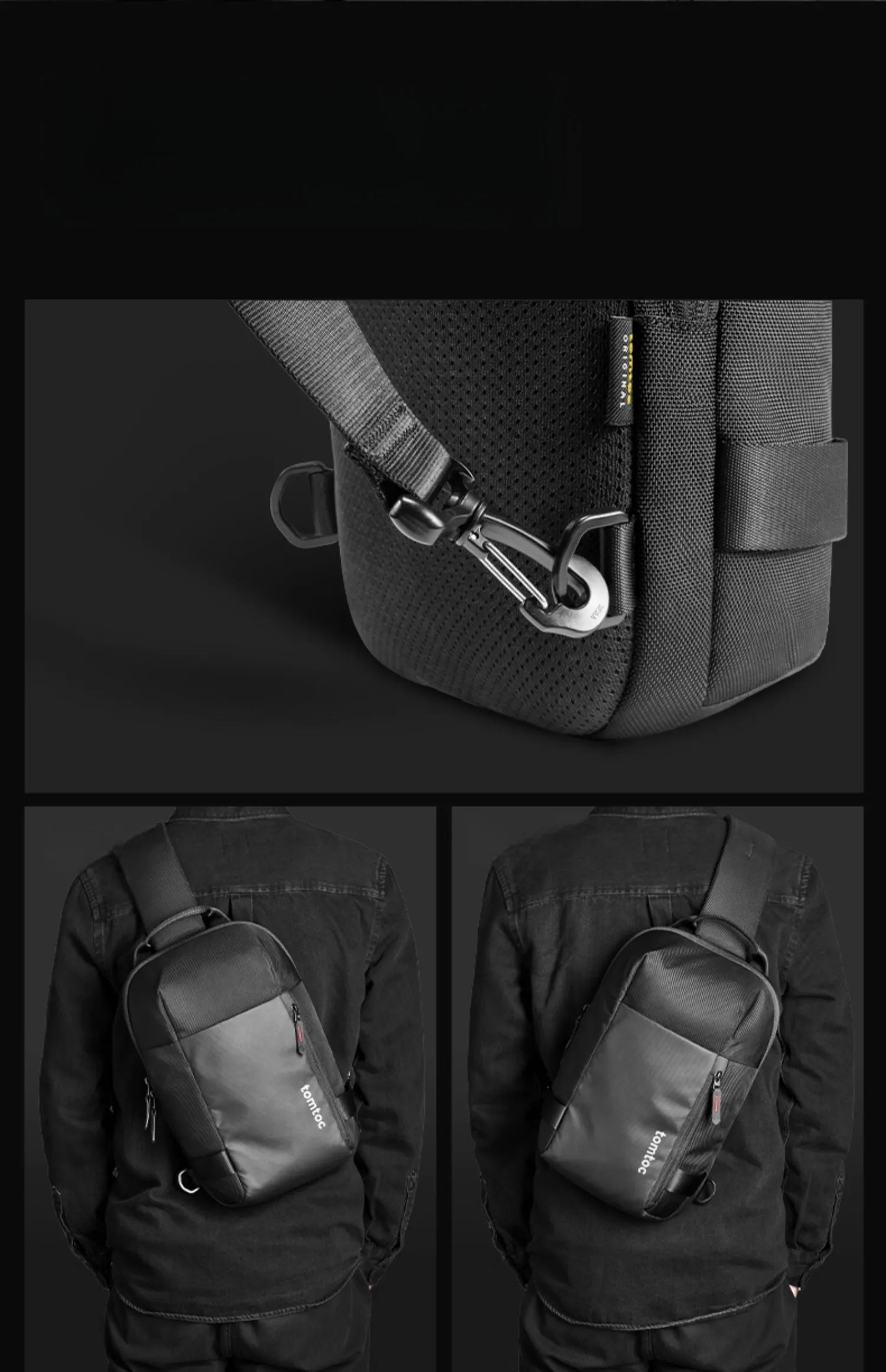 Black 14???? Laptop Large Sling Bag For Big Men 9L Sports Large Sling Bag For Men