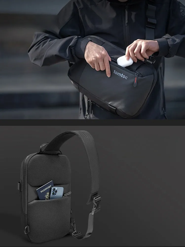 Black 14???? Laptop Large Sling Bag For Big Men 9L Sports Large Sling Bag For Men