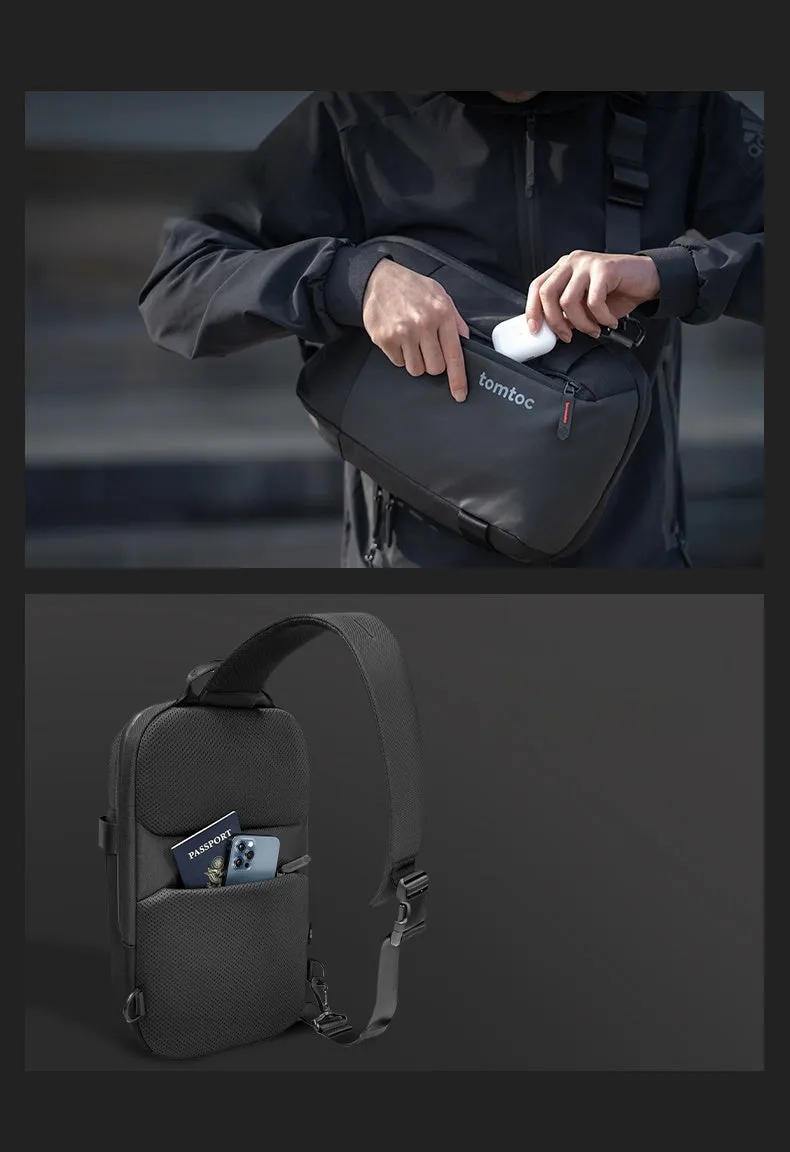 Black 14???? Laptop Large Sling Bag For Big Men 9L Sports Large Sling Bag For Men