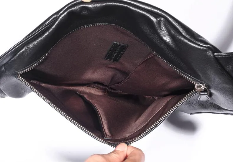 Black Leather Mens Chest Bag Sling Bag Sling Shoulder Bag Sling Backpack for men