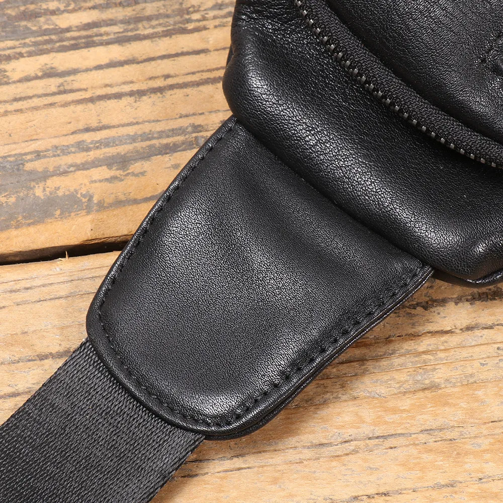 Black Leather Sling Bag For Men Leather Sling Pack Black Mens Sling Pack