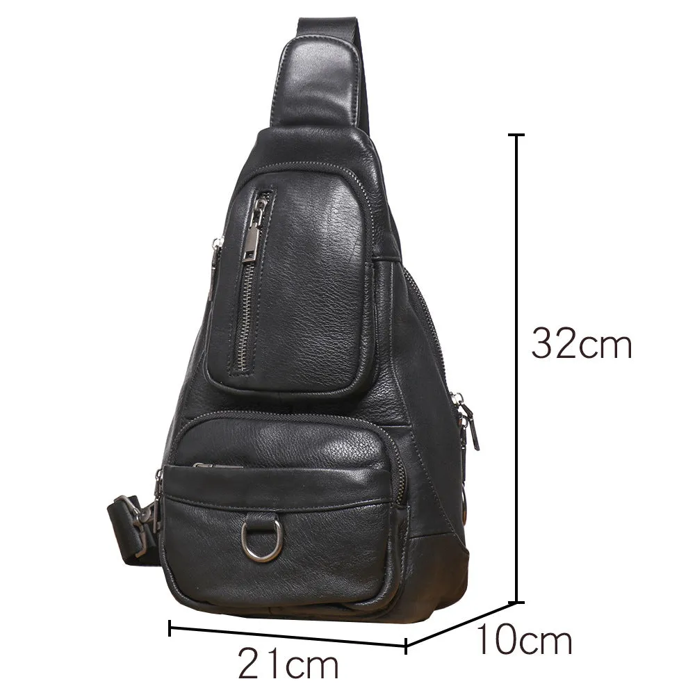 Black Leather Sling Bag For Men Leather Sling Pack Black Mens Sling Pack