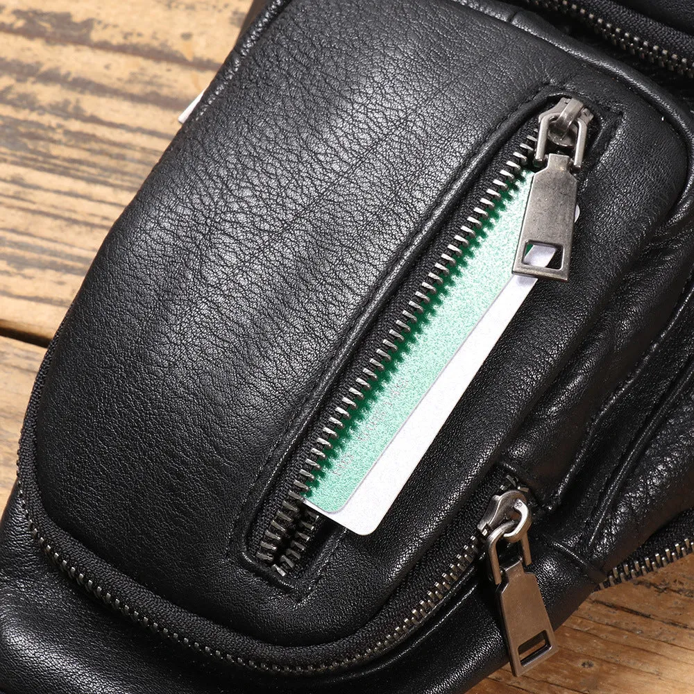 Black Leather Sling Bag For Men Leather Sling Pack Black Mens Sling Pack