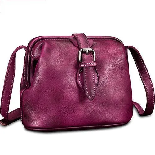 Blue Small Womens Leather Doctor Shoulder Bag Female Brown Doctor Bag Style Purse for Ladies