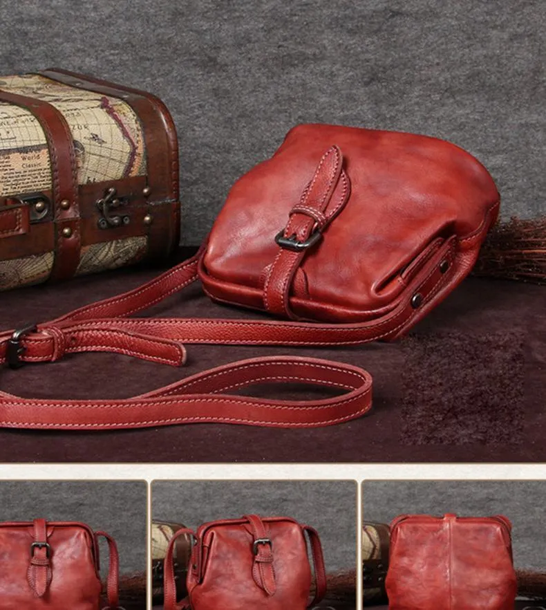 Blue Small Womens Leather Doctor Shoulder Bag Female Brown Doctor Bag Style Purse for Ladies