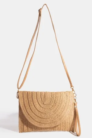 Braided Straw Woven Envelope Crossbody Clutch