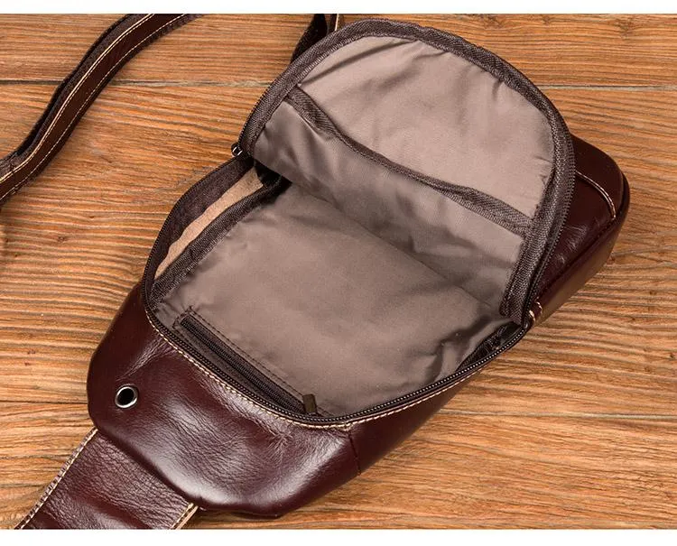 Brown Leather Mens Cool Sling Bags Yellow Brown Crossbody Packs Chest Bag for menest Bag for men