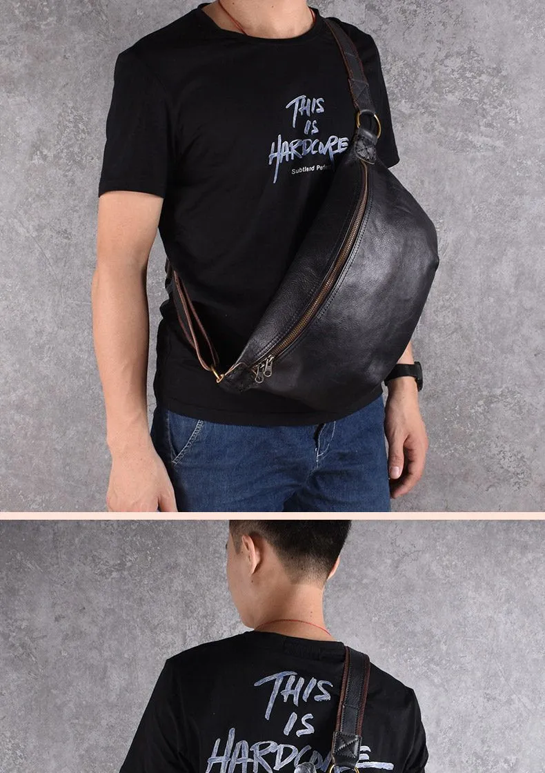 Brown Leather Mens Large Sling Bag Leather Mens Big Sling Bag Sling Bag For Big Men