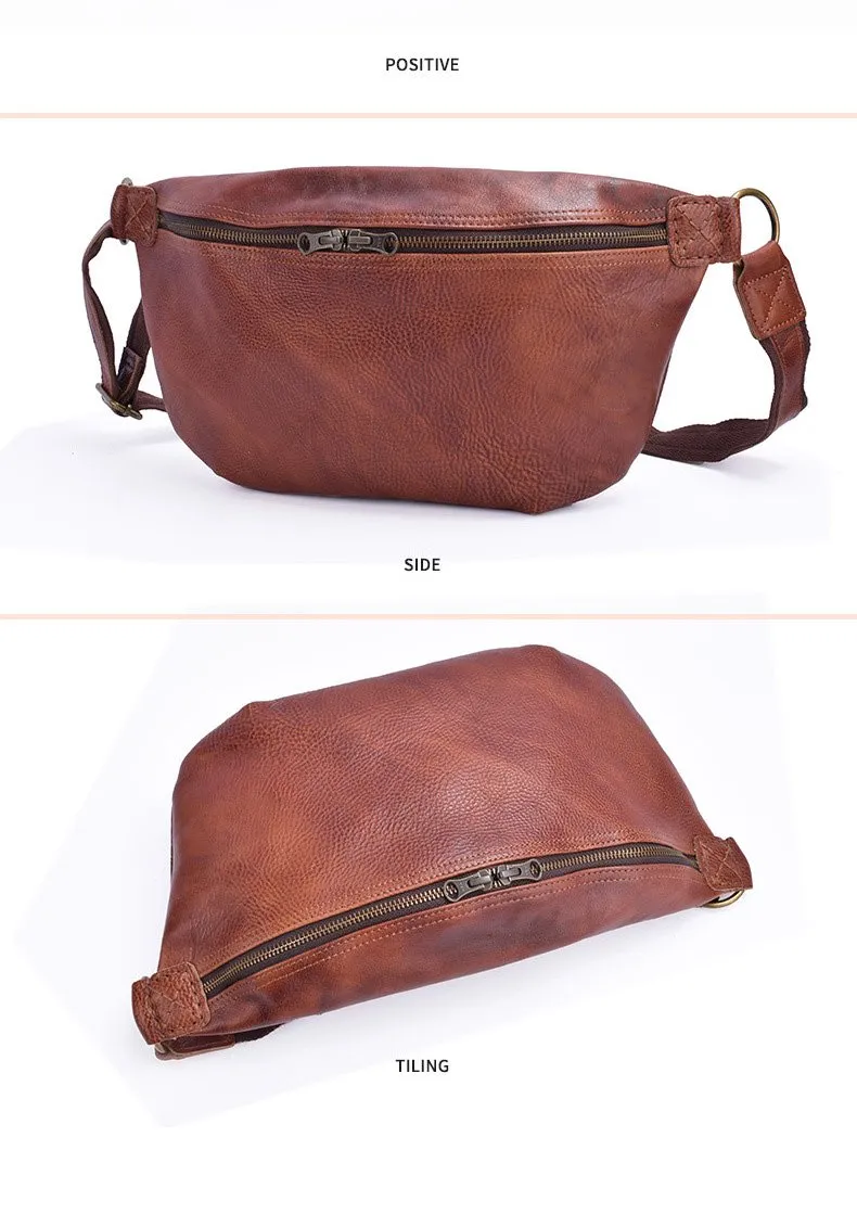 Brown Leather Mens Large Sling Bag Leather Mens Big Sling Bag Sling Bag For Big Men