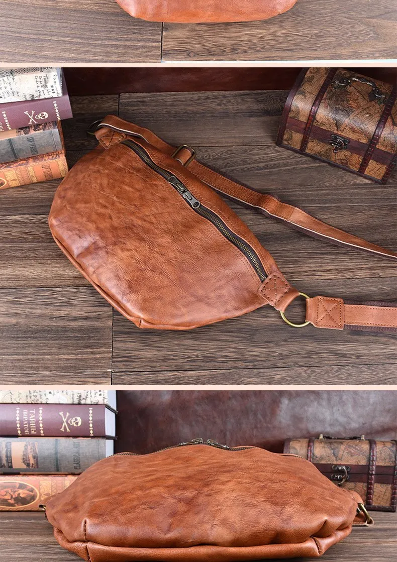 Brown Leather Mens Large Sling Bag Leather Mens Big Sling Bag Sling Bag For Big Men