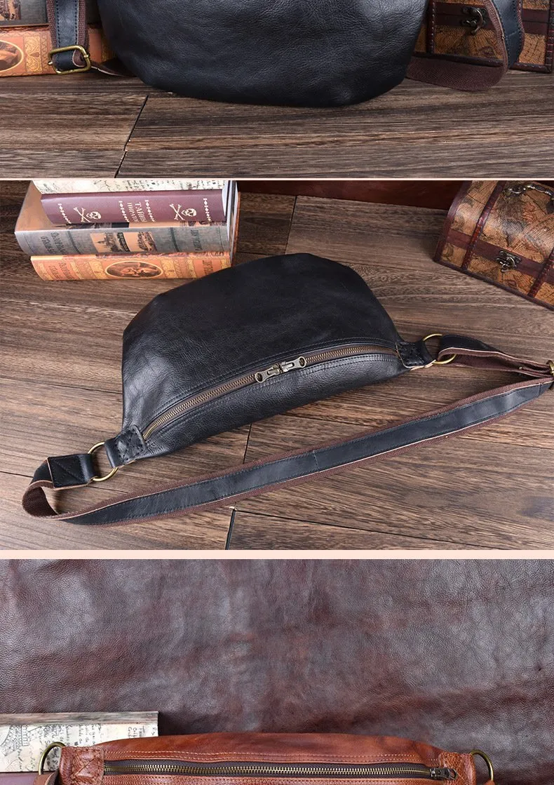 Brown Leather Mens Large Sling Bag Leather Mens Big Sling Bag Sling Bag For Big Men