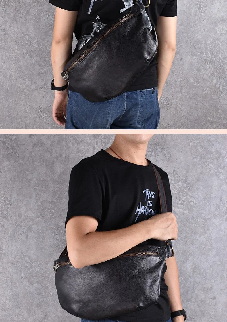 Brown Leather Mens Large Sling Bag Leather Mens Big Sling Bag Sling Bag For Big Men