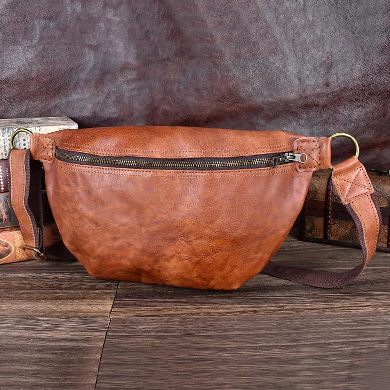Brown Leather Mens Large Sling Bag Leather Mens Big Sling Bag Sling Bag For Big Men