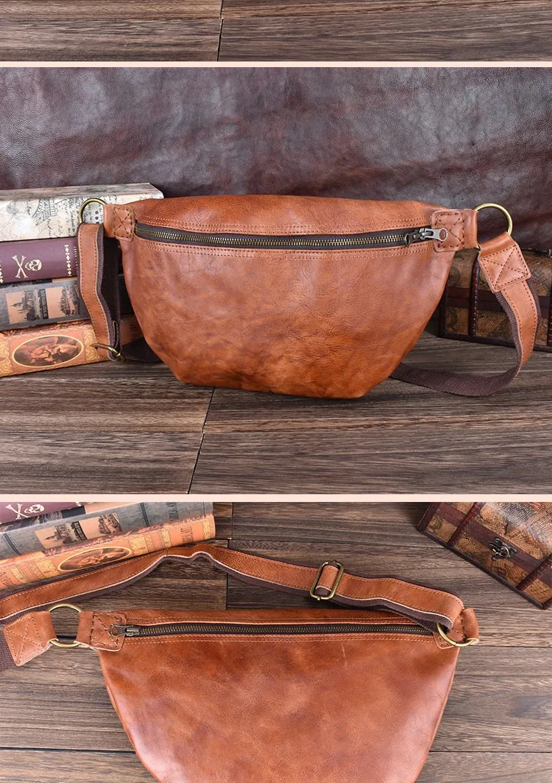 Brown Leather Mens Large Sling Bag Leather Mens Big Sling Bag Sling Bag For Big Men