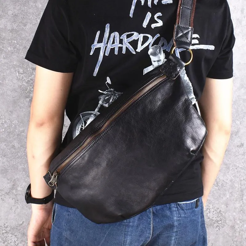 Brown Leather Mens Large Sling Bag Leather Mens Big Sling Bag Sling Bag For Big Men