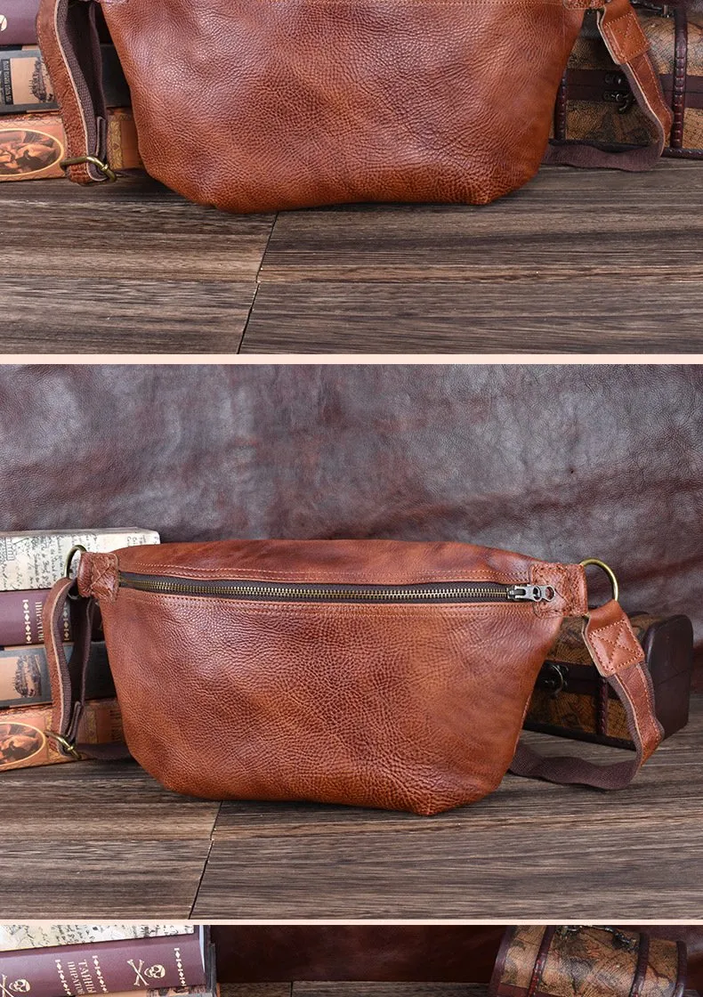 Brown Leather Mens Large Sling Bag Leather Mens Big Sling Bag Sling Bag For Big Men