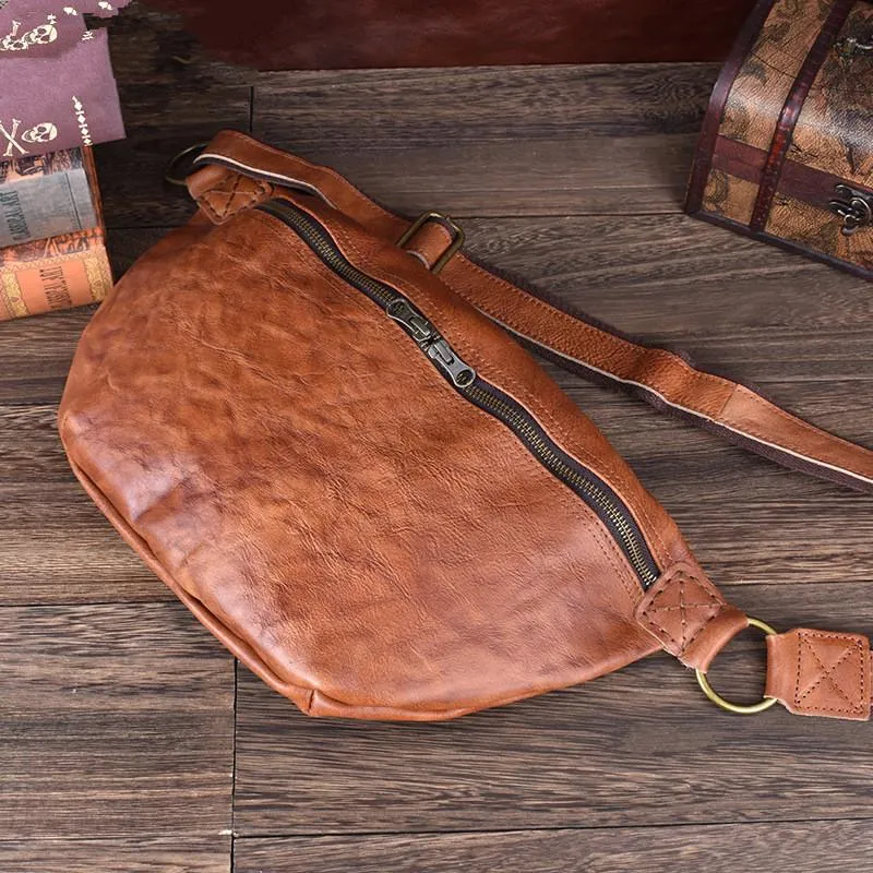 Brown Leather Mens Large Sling Bag Leather Mens Big Sling Bag Sling Bag For Big Men