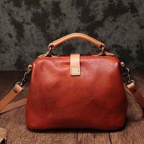 Brown Leather Women's MIni Doctor Handbag Small Doctors Bag Doctor Style Handbag Purse for Ladies