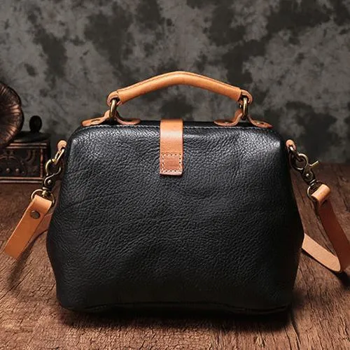 Brown Leather Women's MIni Doctor Handbag Small Doctors Bag Doctor Style Handbag Purse for Ladies