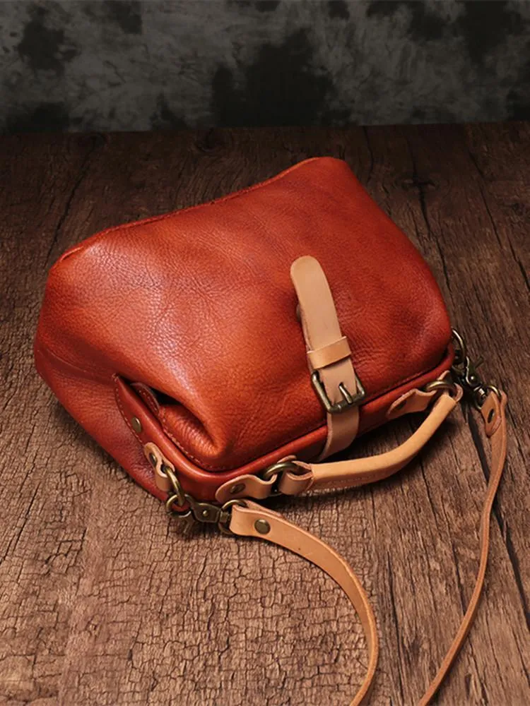 Brown Leather Women's MIni Doctor Handbag Small Doctors Bag Doctor Style Handbag Purse for Ladies