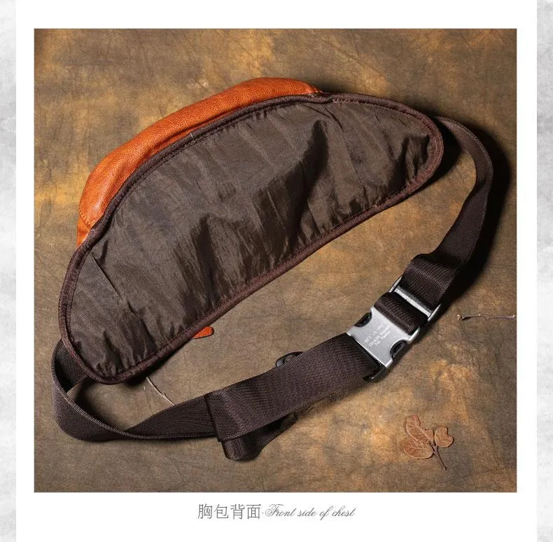 Brown MENS Suede 8 inches Black LEATHER FANNY PACK Chest Bag WAIST BAGS For Men