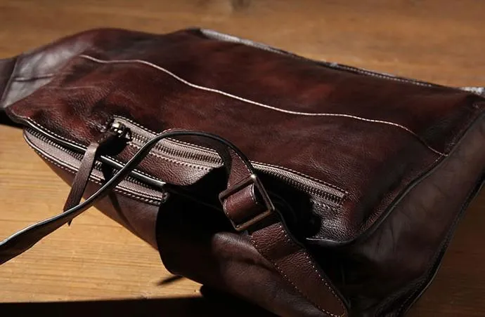 Brown Vintage Leather Mens Cool Sling Bag Chest Bag Sling Shoulder Bag for men