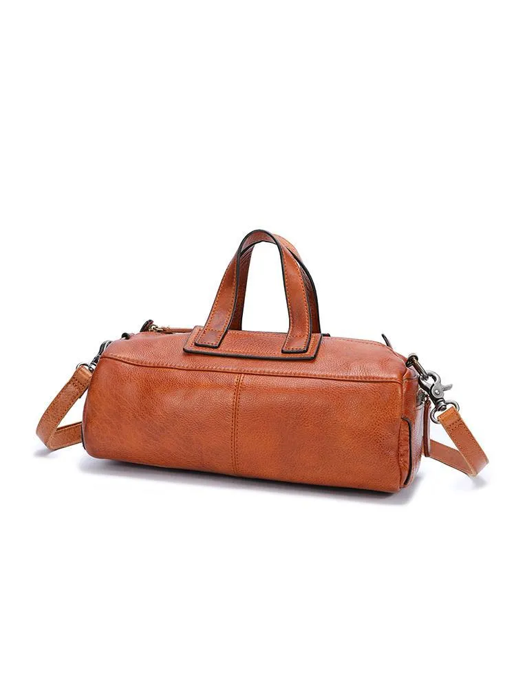 Brown Women's Leather Doctor Tool Handbag Doctor Red Shoulder Purse for Ladies
