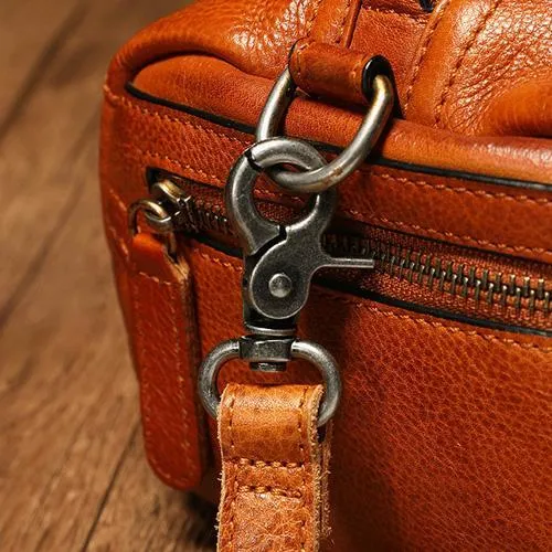Brown Women's Leather Doctor Tool Handbag Doctor Red Shoulder Purse for Ladies