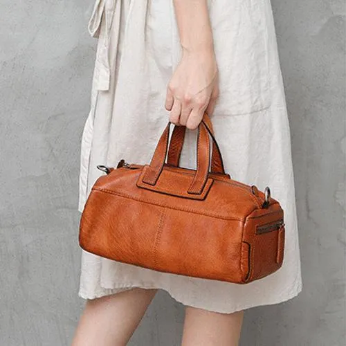 Brown Women's Leather Doctor Tool Handbag Doctor Red Shoulder Purse for Ladies