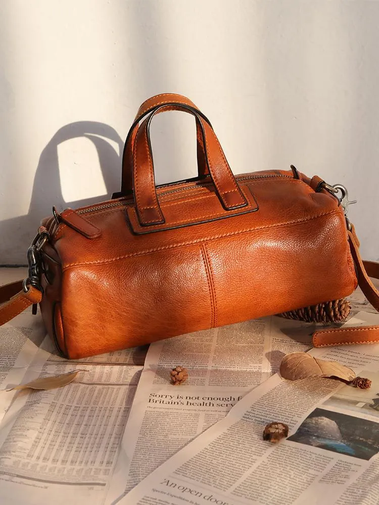 Brown Women's Leather Doctor Tool Handbag Doctor Red Shoulder Purse for Ladies