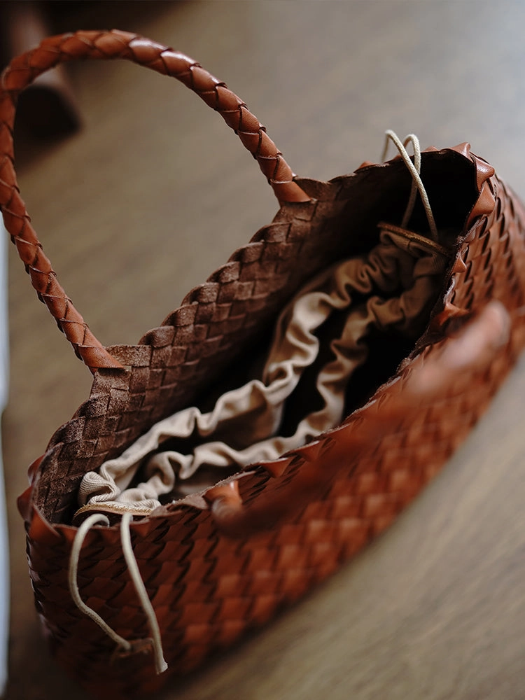 Brown Womens Braided Leather Handbag Womens Braided Handbag Purse for Ladies