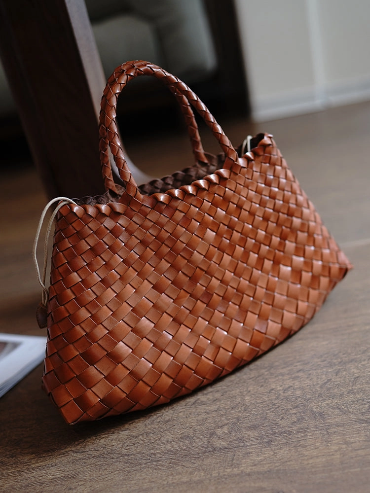 Brown Womens Braided Leather Handbag Womens Braided Handbag Purse for Ladies