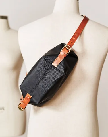Canvas Leather Mens Fanny Pack Canvas Waist Bag Small Canvas Chest Bag for Men