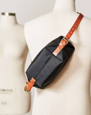 Canvas Leather Mens Fanny Pack Canvas Waist Bag Small Canvas Chest Bag for Men