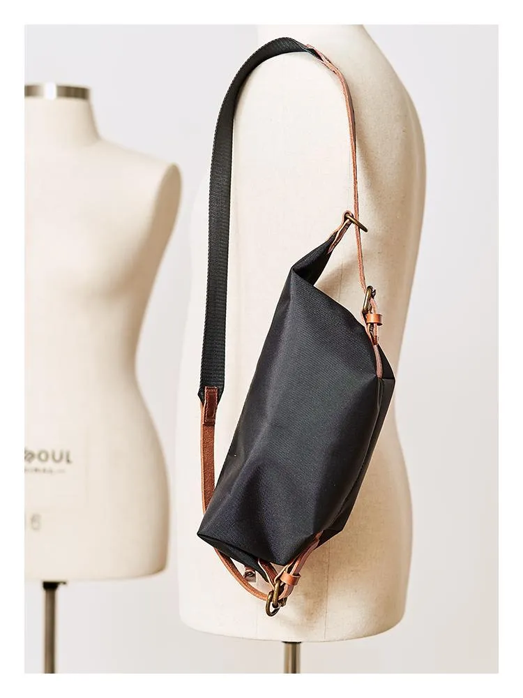 Canvas Leather Mens Fanny Pack Canvas Waist Bag Small Canvas Chest Bag for Men