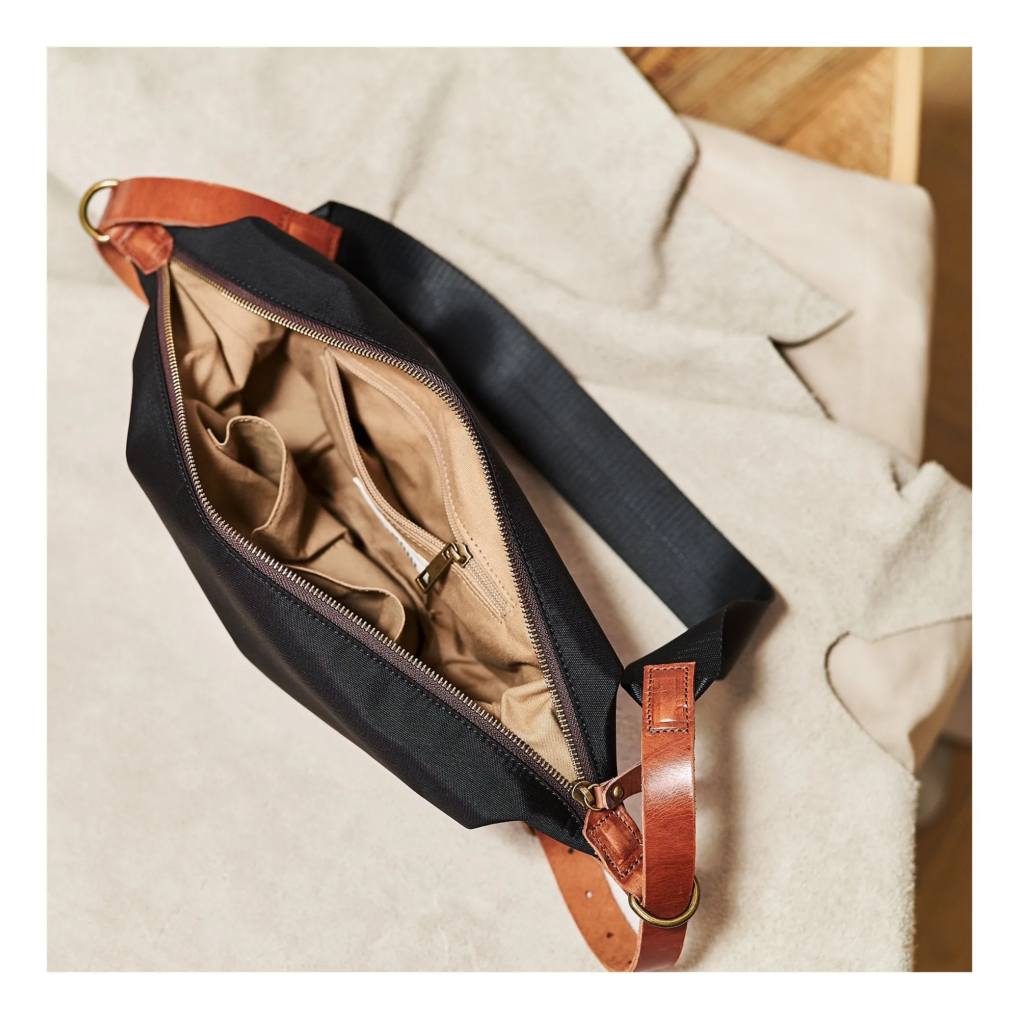 Canvas Leather Mens Fanny Pack Canvas Waist Bag Small Canvas Chest Bag for Men