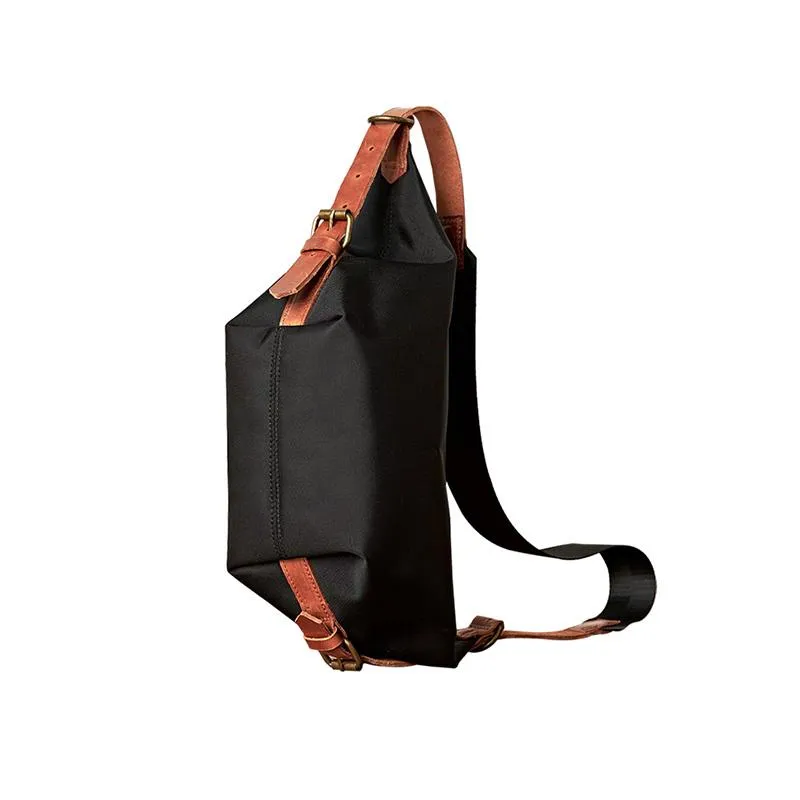 Canvas Leather Mens Fanny Pack Canvas Waist Bag Small Canvas Chest Bag for Men