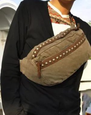 Canvas Mens Chest Bag Khaki Waist Bags Hip Bag Black Canvas Fanny Pack For Men