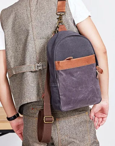 Canvas Mens Navy Sling Bag Sling Backpack One Shoulder Packs Chest Bags for men