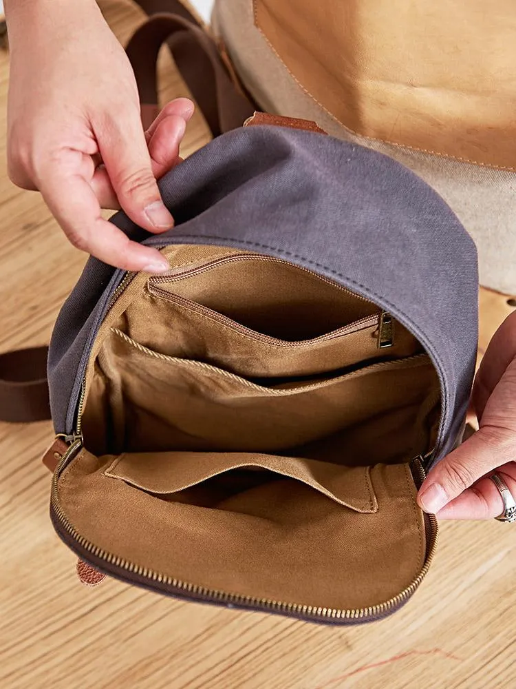 Canvas Mens Navy Sling Bag Sling Backpack One Shoulder Packs Chest Bags for men