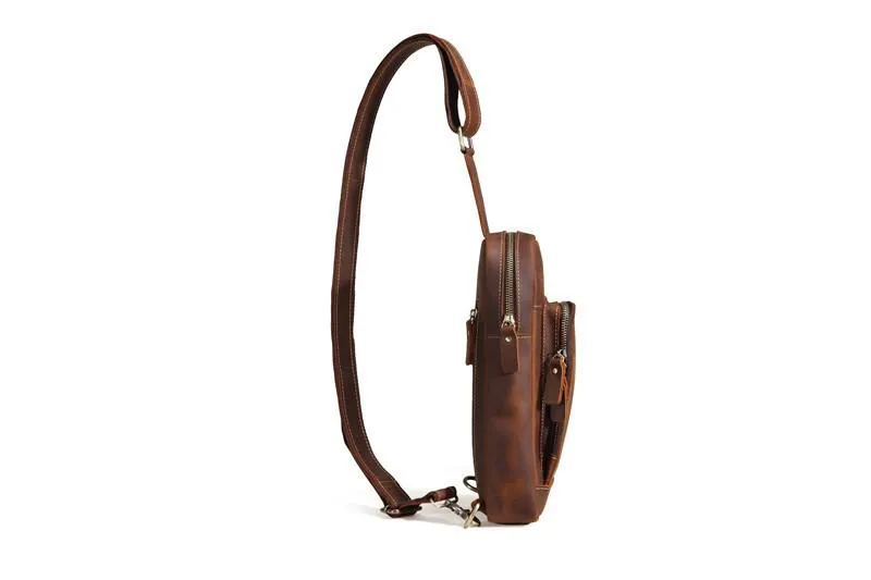 Casual Leather One Shoulder Backpack Chest Bag Sling Bag Sling Crossbody Bag For Men