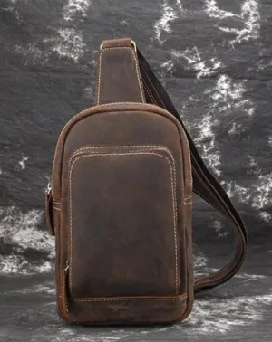 Casual Leather One Shoulder Backpack Chest Bag Sling Bag Sling Crossbody Bag For Men